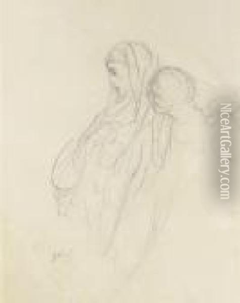 A Study Of The Virgin (recto And Verso) Oil Painting - Gustave Dore