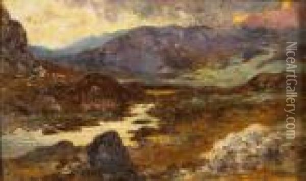 Macgillycuddy Reeks, Killarney Oil Painting - Francis S. Walker