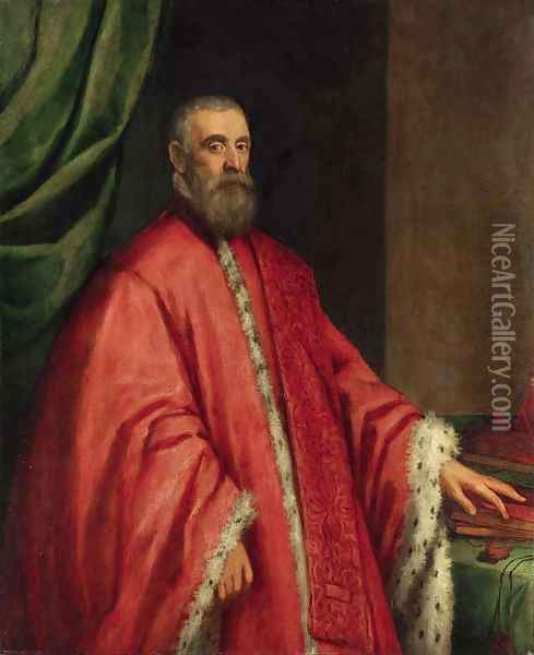 Portrait of a Venetian senator Oil Painting - Jacopo Tintoretto (Robusti)