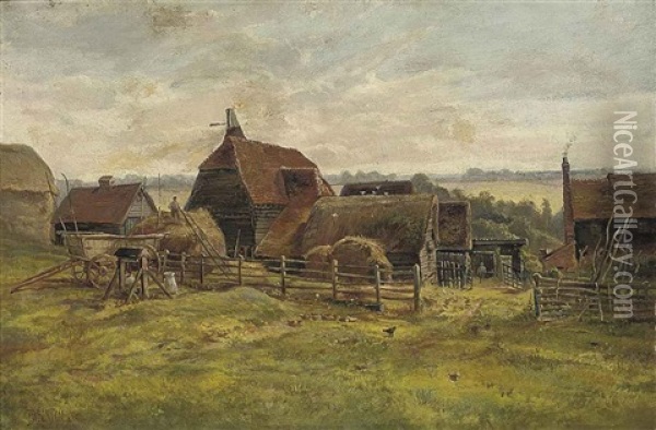 The Farmstead Oil Painting - Frederic William Burton