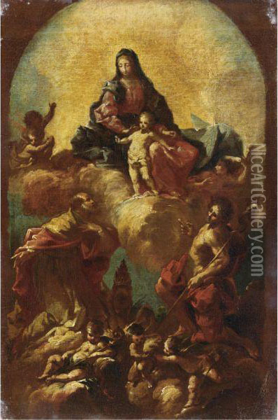 Madonna Col Bambino E Santi Oil Painting - Francesco Conti