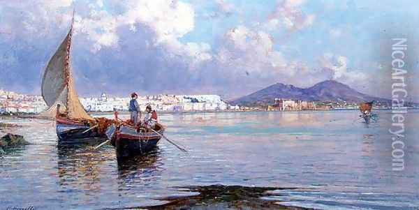 Naples, from Mergellina Oil Painting - Giuseppe Carelli
