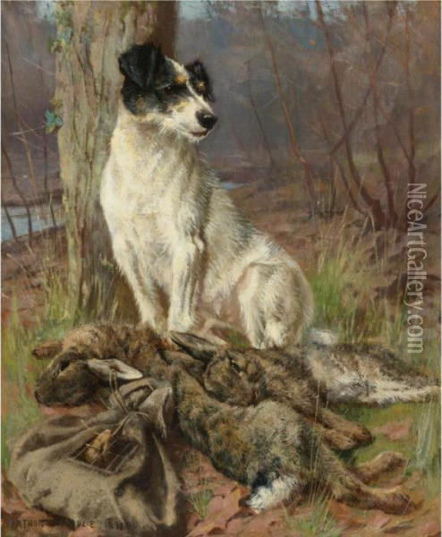The Proud Terrier, His Day's Bag Oil Painting - Arthur Wardle