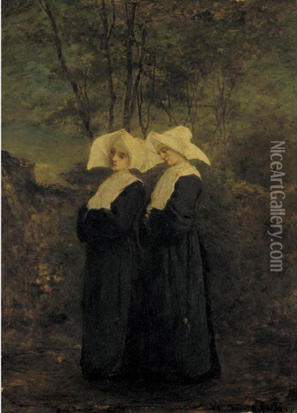 Nuns Oil Painting - Armand Desire Gautier