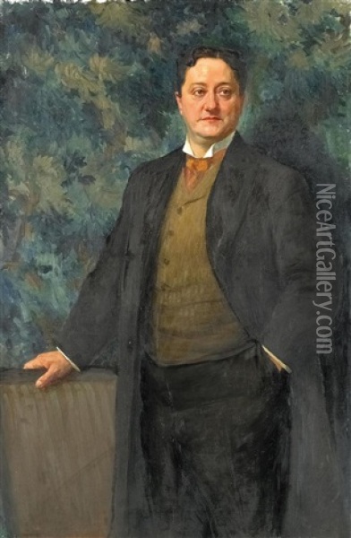 Portrat Des Kammersangers Paul Knupfer Oil Painting - Heinrich Hellhoff