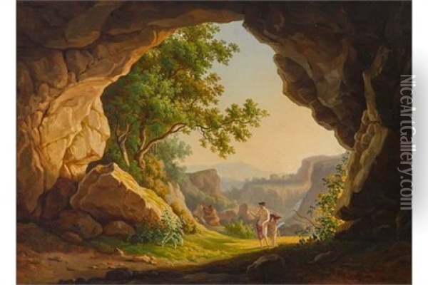 Venus Und Amor Vor Dem Eingang Zu Einer Hohle Oil Painting - Karoly Marko the Elder
