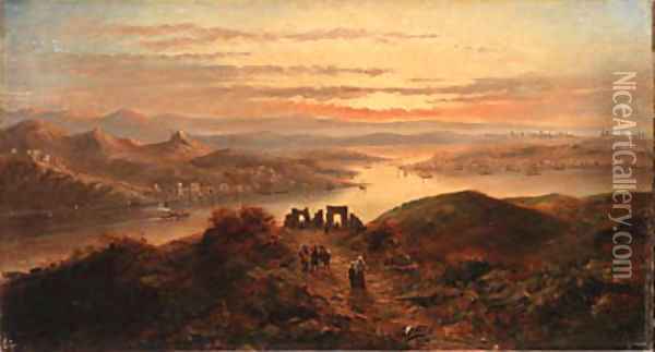 View of a Bay Oil Painting - Russian School
