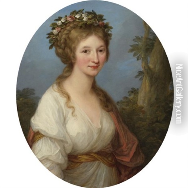 Portrait Of A Young Woman, Anna Charlotta Dorothea Von Medem, Duchess Of Courland (?) Oil Painting - Angelika Kauffmann