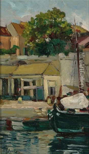 Kleiner Istrianischer Hafen Oil Painting - Adolf Schwarz