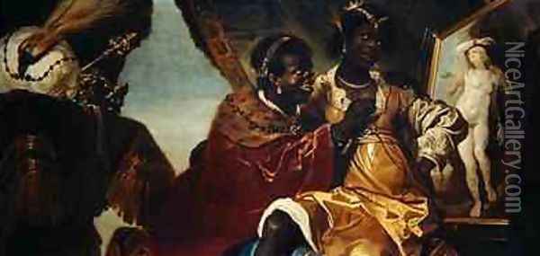 Hydaspes and Persina before at a painting of Andromeda Oil Painting - Karel van III Mander