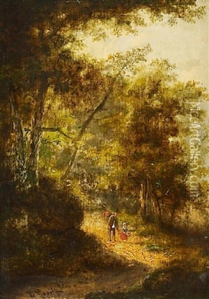 Waldlandschaft Mit Reisigsammlern Oil Painting - Jan Evert Morel the Younger