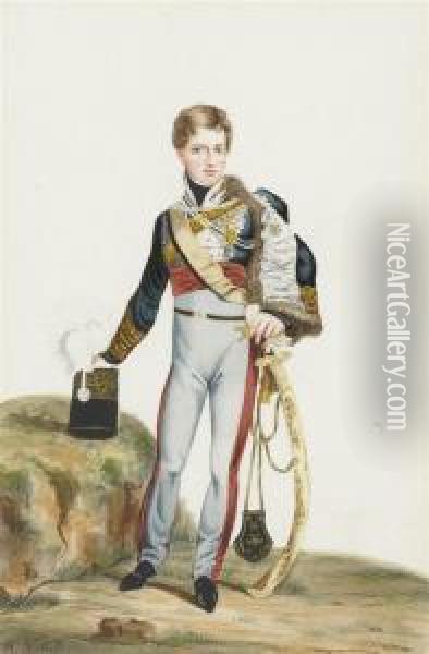 Young Man In Officer's Uniform And Saber Oil Painting - Richard Westall