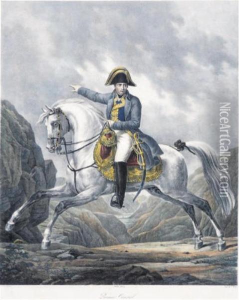 Napoleon On His Horse; And Six Companion Prints Oil Painting - Carle Vernet