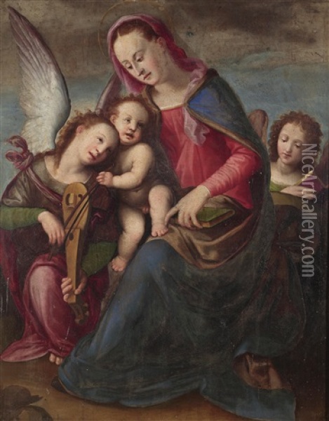 Madonna Mit Kind Und Engeln Oil Painting -  Piero di Cosimo