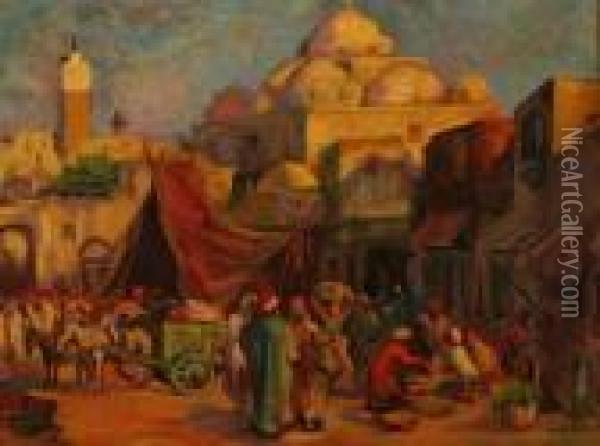 Marokkoi Piac Oil Painting - Imre Gergely