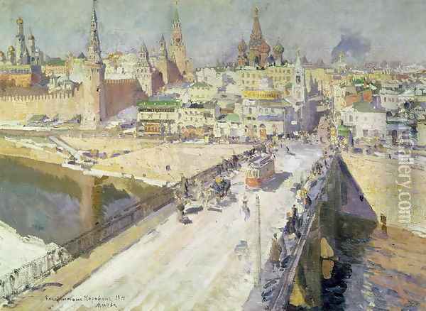 The Moskva River Bridge, 1914 Oil Painting - Konstantin Alexeievitch Korovin