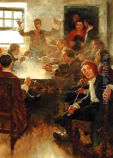 Undergraduate Life in 1679, from Undergraduate Life at Harvard by Edward S. Martin, published in Scribners Magazine, May 1897 Oil Painting - Howard Pyle