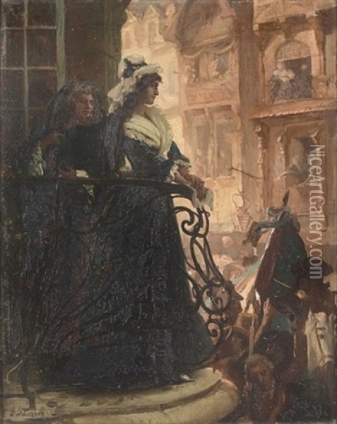 La Marianne Au Balcon Oil Painting - Jean-Jacques Scherrer