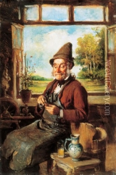 Ujbor - Vinceller (new Wine) Oil Painting - Hermann Kern