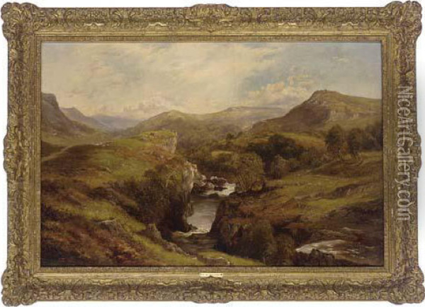 A River Winding Through An Extensive Landscape Oil Painting - Edward Henry Holder
