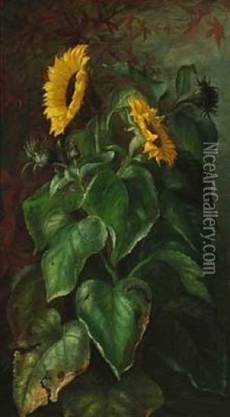 Sunflowers Oil Painting - Alfrida Baadsgaard