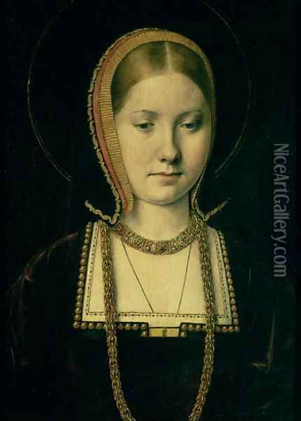 Portrait of a woman, possibly Catherine of Aragon 1485-1536, c.1503-4 Oil Painting - Michel Sittow