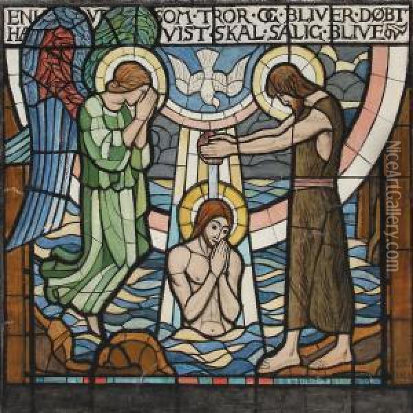 The Baptism Of Christ Oil Painting - Joakim Skovgaard