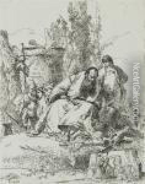 Le Magicien Assis Observant Des Crnes Oil Painting - Giovanni Battista Tiepolo