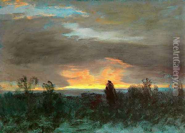 Sunset -Landscape Oil Painting - Albert Bierstadt