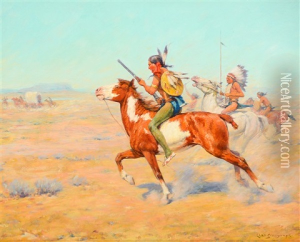 Indian Warriors Oil Painting - Charles Schreyvogel