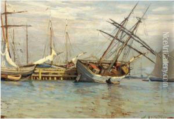 Harbour Scene Oil Painting - Nikolaos Ximonas