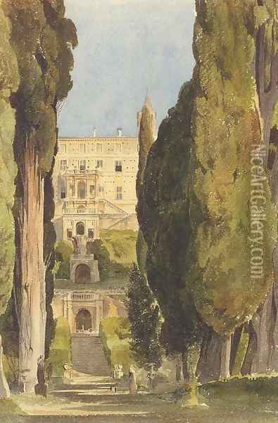Villa D'Este, Tivoli, Italy Oil Painting - Thomas Hartley Cromek