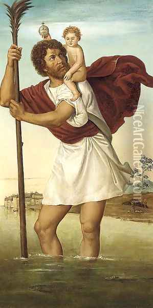 Saint Christopher Oil Painting - Giovanni Battista Cima da Conegliano