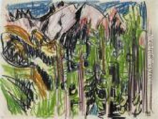Davoser Berglandschaft Oil Painting - Albert Muller