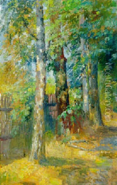 Am Gartenzaun (motiv Aus Deutschlandsbergs) Oil Painting - Marie Egner