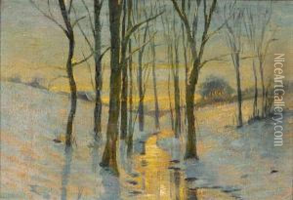 A Winter Landscape Oil Painting - Julian Alden Weir