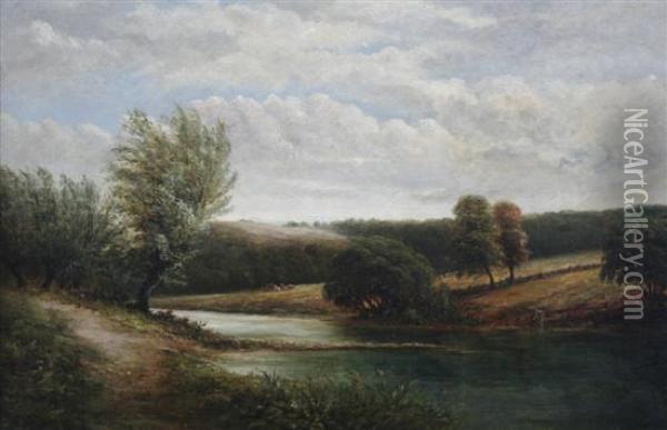 River Landscape Oil Painting - Joseph Thors