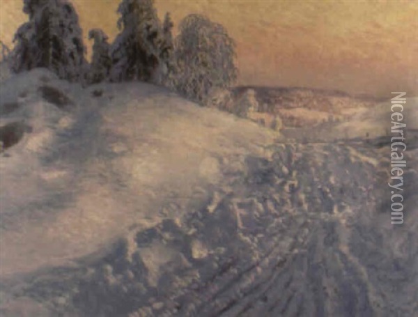 Solig Vinterdag Oil Painting - Carl Brandt