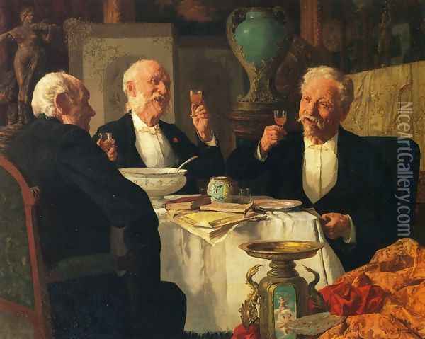 The Toast I Oil Painting - Louis Charles Moeller