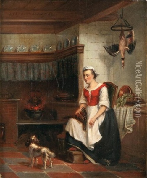La Belle Cuisiniere Oil Painting - Antonius van Dormolen