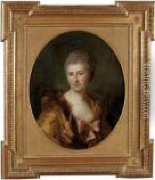 Portrait De Dame Oil Painting - Jean-Marc Nattier