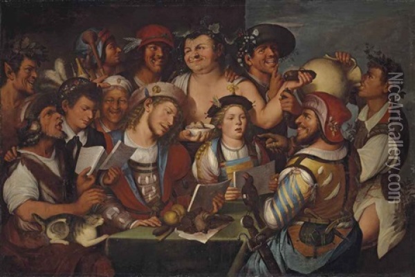 Satire On The Performance Of A Madrigal Oil Painting - Niccolo Frangipane