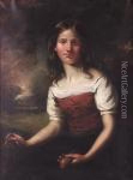 Portrait Of A Young Girl With A Dead Finch Oil Painting - Sir Joshua Reynolds