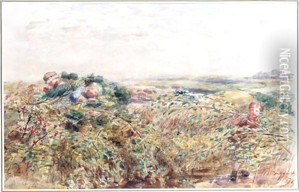 Gatherering Brambles Oil Painting - William McTaggart