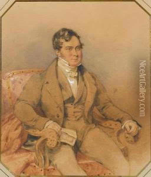 A Gentleman Oil Painting - Francois Theodore Rochard