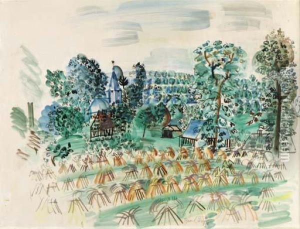 Champ De Ble Pres Du Petit Village Oil Painting - Raoul Dufy
