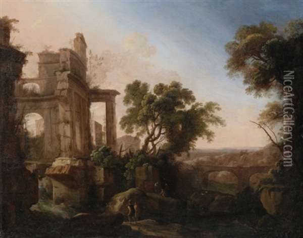 Sudliche Landschaft Mit Ruine Oil Painting - Pierre Antoine Patel