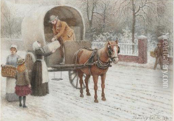 Delivering Parcels In Winter Oil Painting - Henry Towneley Green