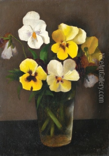 Flower Vase Oil Painting - Arthur Segal