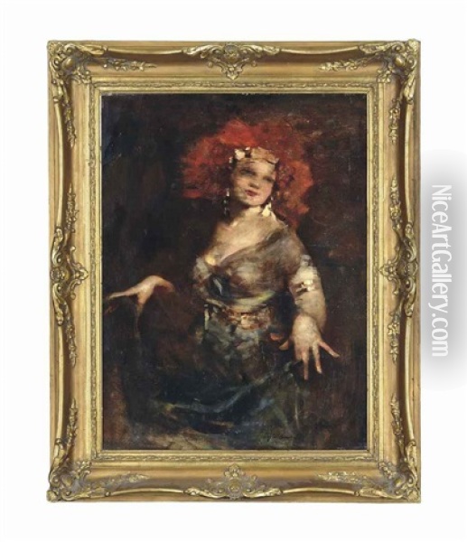 Femme Fatale Oil Painting - Bertalan (Bartholomaus) Vigh